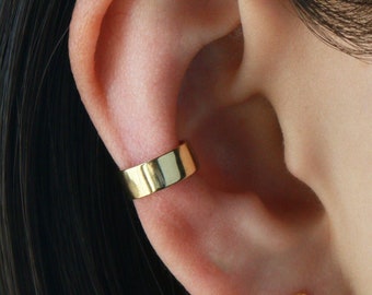 Bold Cuff H63 • Cuff Earring, Gold Earring, No Pierce Earring, Gold Cuff, Simple Ear Cuff, Thick Ear Cuff