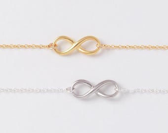 Infinity Bracelet B13 • Friendship Bracelet, Gold Charm Bracelet, Silver Infinity Bracelet, Bridesmaid Gift