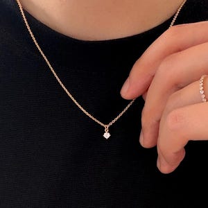 Tiny Solitaire Necklace N14 • Tiny Diamond Necklace, Dainty Necklace, Everyday Necklace, Layering Necklace, Gift for Her