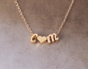 Love Necklace N1 • Cursive Lowercase Initial Necklace, Gift for Her