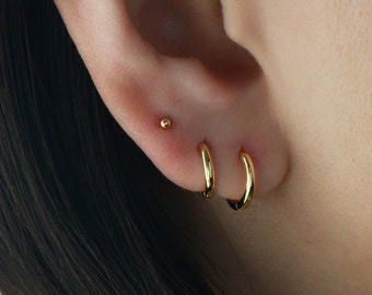 Micro Hoop H1 • Round Huggie Hoop Earrings, Dainty Hoops, Simple Hoop Earrings, Gold Hoops, Small Helix Hoop, Huggie Earring