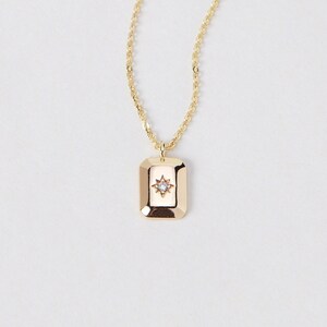 Star Signet Necklace N23 • Signet Necklace, Dainty Gold Necklace, Celestial Necklace, Everyday Necklace, Starburst Necklace, Gift For Her