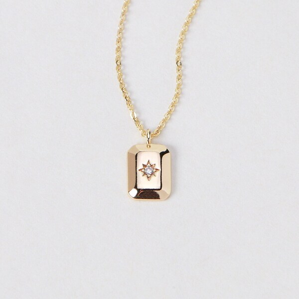 Collier chevalière étoile N23 • Collier chevalière, collier en or délicat, collier céleste, collier de tous les jours, collier étoile, cadeau pour elle