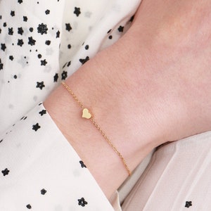 Tiny Heart Bracelet B7 • Dainty Everyday Bracelet, Gift for Her