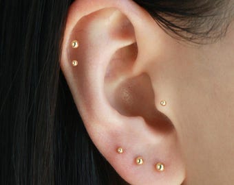 Tiny Ball Stud Earring S1 • 2MM 2.5MM 3MM Gold or Silver Stud, Dainty Everyday Earring