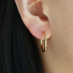 Medium Hoop Earrings H15 • Everyday Statement Hoops, Gold or Silver
