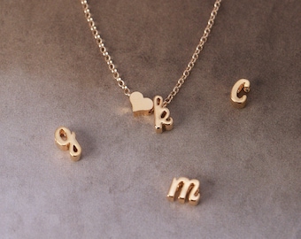 Lyla Heart Initial Necklace N4 • Cursive Lowercase Initial Necklace, Personalized Necklace, Love Necklace, Gift For Her