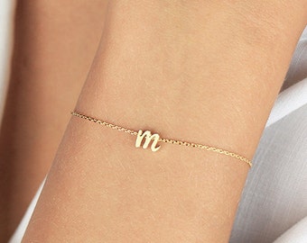 Lyla Initial Bracelet B4 • Personalized Letter Bracelet, Monogram Bracelet, Tiny Letter Bracelet, Chain Bracelet, Bridesmaids Gift For Her