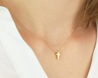 Tiny Cross Necklace N18 • Delicate Necklace, Gold Necklace, Everyday Necklace, Simple Necklace, Tiny Cross Necklace, Gift For Her