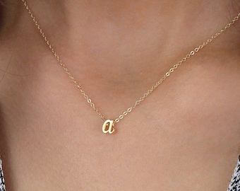 Dainty Cursive Initial Necklace N1 • Tiny Letter Necklace, Personalized Gift