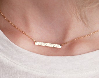 Erma Bar Necklace N205A • 3MM, Gold Bar Necklace, Personalized Bar Necklace, Custom Name Plate Necklace, Dainty Bar Necklace, Gift For Her