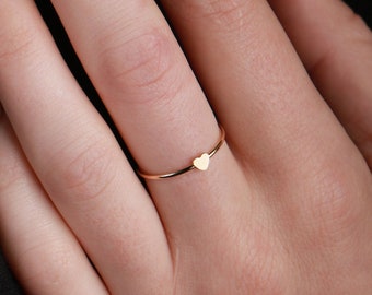 Tiny Heart Ring R4 • Delicate Ring, Stackable Ring, Dainty Ring, 14k Gold Fill, Sterling Silver, Holiday Gift, Gift For Her