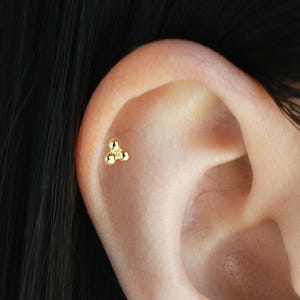Trio Ball Stud Earring S27 • Dainty Triangle Stud Earring, Gold or Silver
