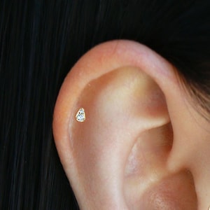 Teardrop CZ Stud S40 • Tiny Gold CZ Earring, Dainty Gift for Her, Gold or Silver