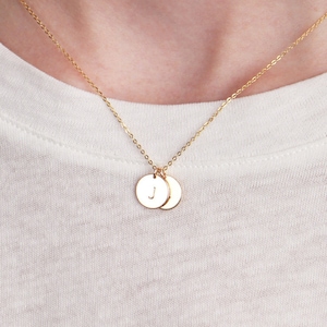 Custom Small Disc Necklace N208 – 9MM Initial Pendant, Gift for Her