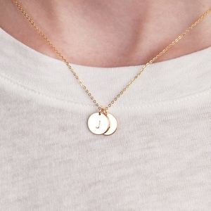 Small Discs Necklace N208 • 9MM, Custom Disc Necklace, Personalized Disc Necklace, Initial Necklace, Name Necklace, Gift For Her