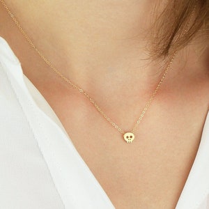 Tiny Skull Necklace N17 • Dainty Skeleton Pendant, Cute Skull Necklace