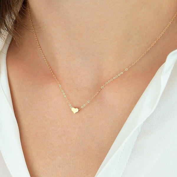 Tiny Heart Necklace N2 • Minimal Necklace, Love Necklace, Dainty Necklace, Everyday Necklace, Friendship Necklace, Bridesmaid Gift For Her