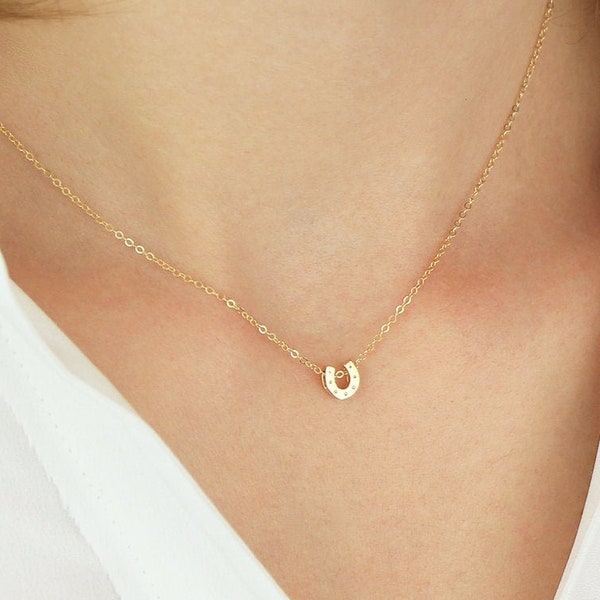 Tiny Horseshoe Necklace N19 • Gold Horseshoe Necklace, Gold Necklace, Dainty Horseshoe Necklace, Lucky Necklace, Gift For Her