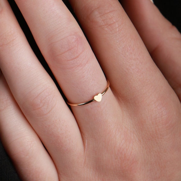 Tiny Heart Ring R4 • Delicate Ring, Stackable Ring, Dainty Ring, 14k Gold Fill, Sterling Silver, Holiday Gift, Gift For Her