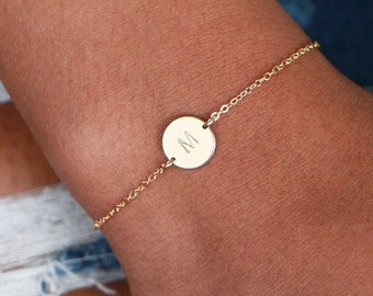 Small Personalized Disc Bracelet B208A • Custom Disc Bracelet, Initial Bracelet