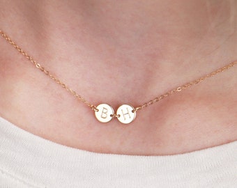 Tiny Personalized Disc Necklace N207A • 6MM Disc, Dainty Initial Necklace, Monogram Necklace, Kids Initial Necklace, Memorial Gift