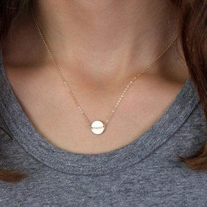 Small Disc Necklace N208A – 9MM Custom Initial or Symbol Pendant Gift