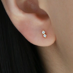 Two CZ Stud S37 • Tiny CZ Earring, Dainty CZ Earring, Tiny Stud, Small Stud Earring, Cartilage Stud, Helix Stud, Conch Stud