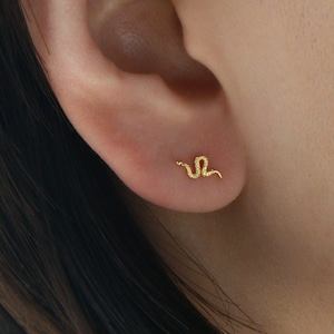 Snake Stud S20 • Snake Ball Back Stud, Snake Earring, Snake Ball Back Earring, Dainty Snake Earring, Small Stud Earring