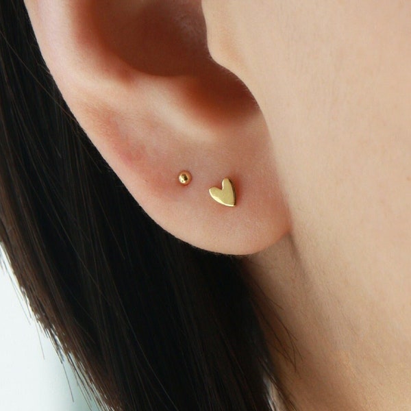 Tiny Heart Stud S3 • Tiny Heart Earrings, Gold Heart Stud, Dainty Heart Stud, Cute heart stud, Tiny Earrings, Gift for her