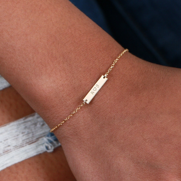 Isla Bar Bracelet B204A • 3MM, Mini Bar, Personalized Bar Bracelet, Gold, Silver, Name Bar Bracelet, Minimal Dainty Bracelet, Gift For Her