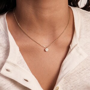 Tiny Disc Necklace N207 • 6MM Disc, Custom Initial Necklace, Gold Letter Necklace, Silver Disc Necklace, Bridesmaid Gift image 5