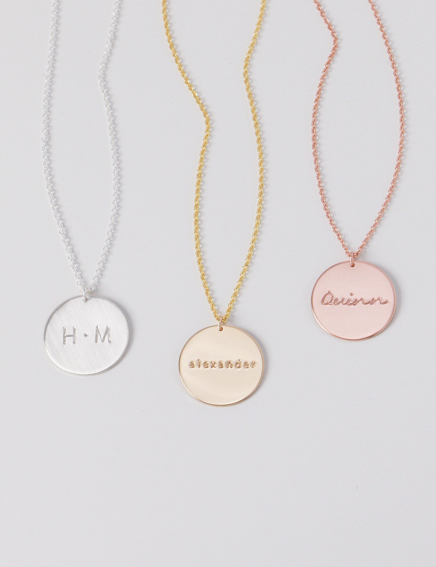 Finley Disc Necklace N210 hand stamped personalized Etsy