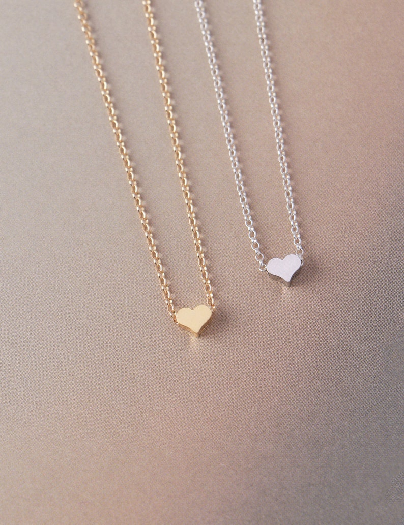 Tiny Heart Necklace N2 Minimal Necklace, Love Necklace, Dainty Necklace, Everyday Necklace, Friendship Necklace, Bridesmaid Gift For Her image 4