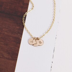 Tiny Disc Necklace N207 • 6MM Disc, Custom Initial Necklace, Gold Letter Necklace, Silver Disc Necklace, Bridesmaid Gift image 2