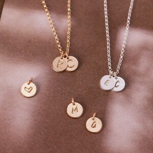Tiny Disc Necklace N207 • 6MM Disc, Custom Initial Necklace, Gold Letter Necklace, Silver Disc Necklace, Bridesmaid Gift image 7