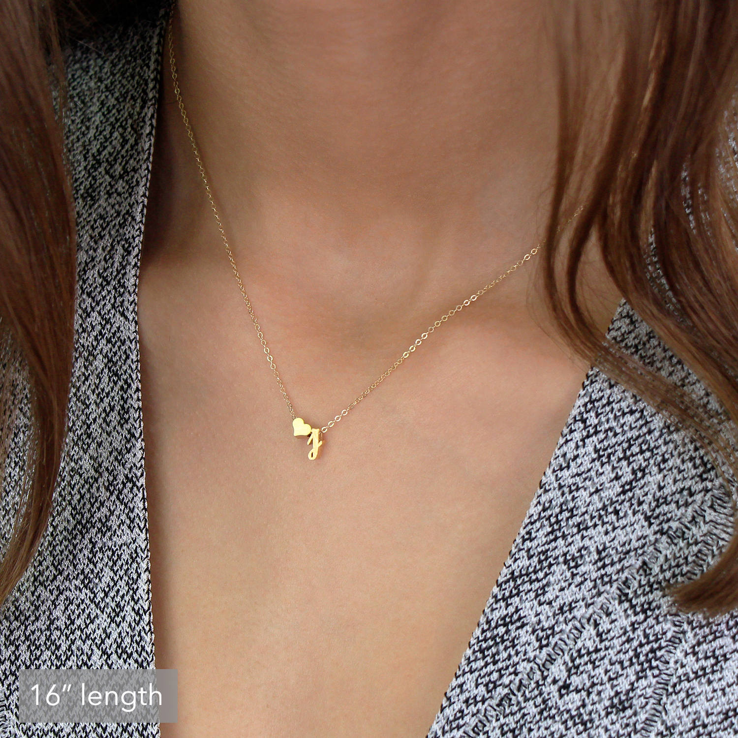 Mila Heart Initial Necklace N6 Cursive 