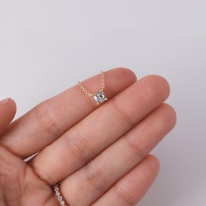 Solitaire CZ Necklace N14 Dainty CZ Necklace, Round Solitaire Necklace, Everyday Necklace, Layering Necklace, Bridesmaid Gift for Her image 4