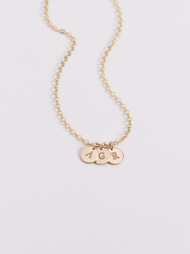 Tiny Disc Necklace N207 • 6MM Disc, Custom Initial Necklace, Gold Letter Necklace, Silver Disc Necklace, Bridesmaid Gift image 6
