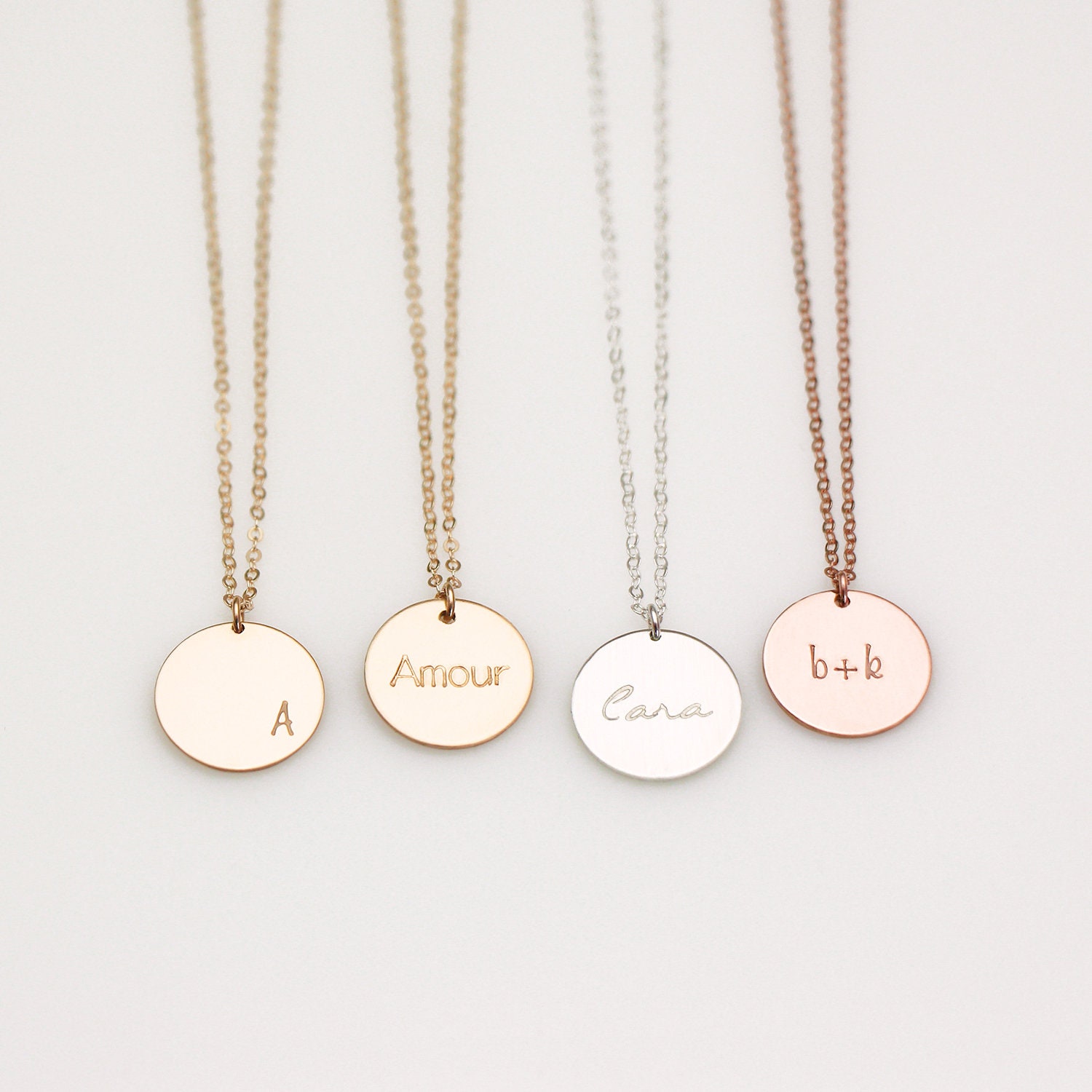 Personalized Disc Necklace N209 custom hand stamped circle Etsy