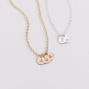 Tiny Disc Necklace N207 • 6MM Disc, Custom Initial Necklace, Gold Letter Necklace, Silver Disc Necklace, Bridesmaid Gift image 4