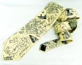 Vintage Rome Florence Italy Silk Necktie Museum Artifacts Mens Tie Nautical Print Map Graphic Office Gifts for Men
