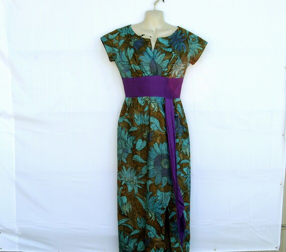 Vintage 1950s Hawaiian Maxi Dress by Penelope's of
