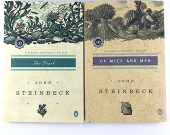 John Steinbeck Books, Penguin Paperbacks, Of Mice and Men, The Pearl