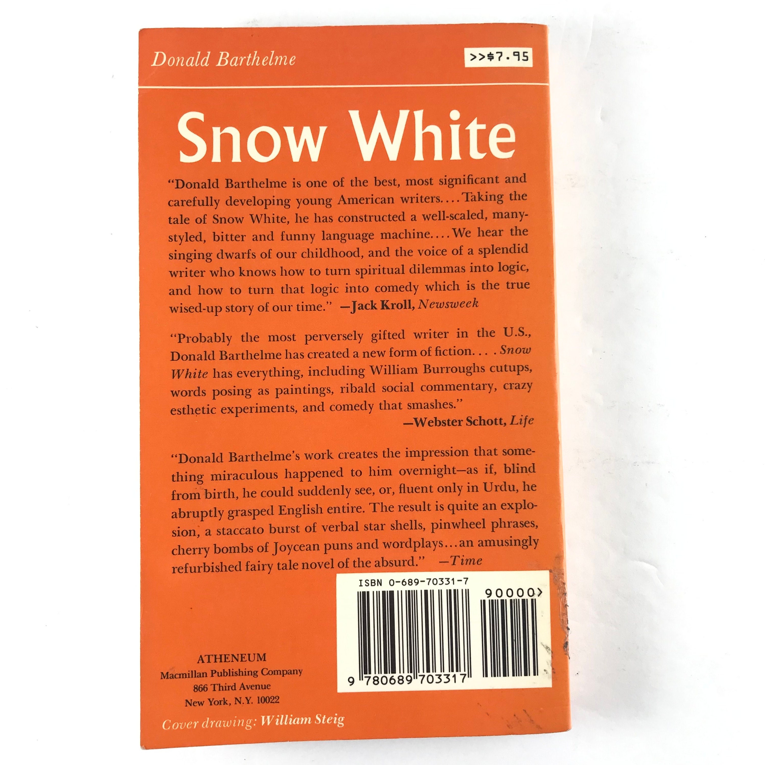 Snow White, Fiction Novel, Donald Barthelme Book - Etsy