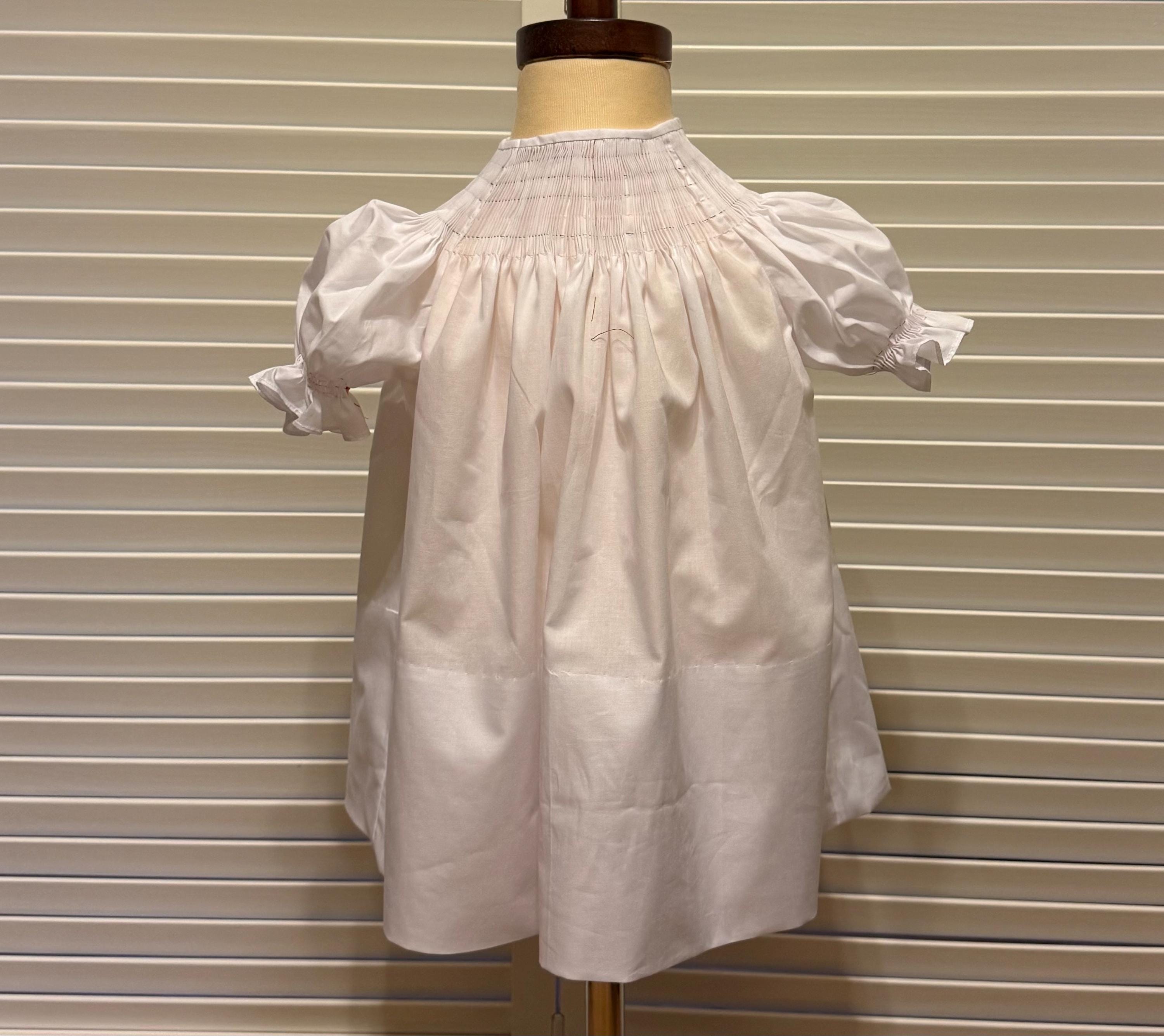 fitted lace wedding dress Historically Inspired Sheer Smocked Chemise Dress in White Floral Cotton S main image 1