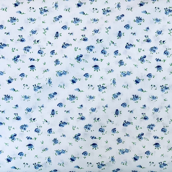 Dainty Blue Floral 60" Beautiful soft fabric BTY By: Fabric Finders
