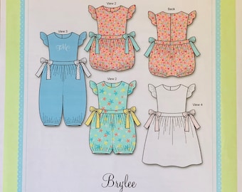 Brylee Bib Playsuit & Sun Dress Sewing Pattern, Bonnie Blue Designs
