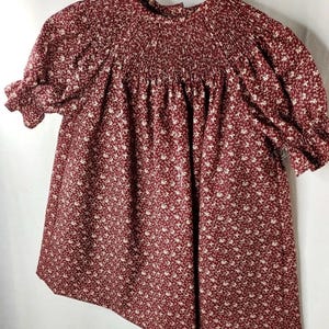size 16 burgundy dress LACE V-NECK SMOCKED BODICE DRESS: BURGUNDY L