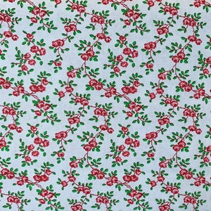 Red Dainty Floral Cotton Print. 45” BTY